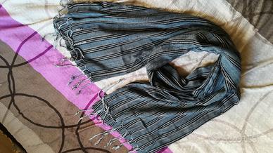 Sciarpa in stile PashMina Righe Grigio/Bleu varie