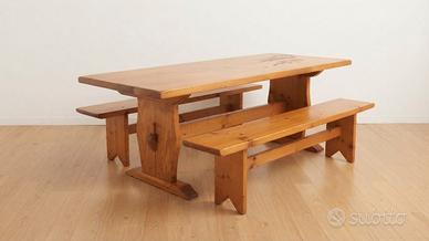 Tavolo e panche in vero legno rustico 8/10 posti