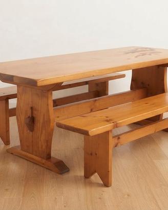 Tavolo e panche in vero legno rustico 8/10 posti