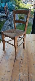 Sedia bambino legno paglia d'epoca