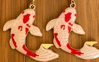 Orecchini rosso e bianco Koi Carp Fish
