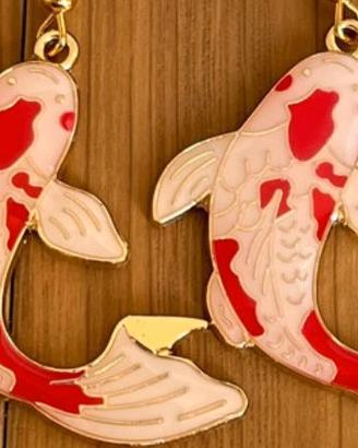 Orecchini rosso e bianco Koi Carp Fish
