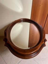 SPECCHIO OVALE IN LEGNO NOCE ANNI '70
