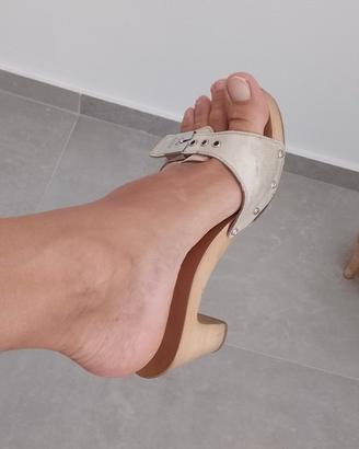 Zoccoli Scholl Pescura tacco donna 36