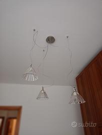 Lampadario a tre luci in cristallo 