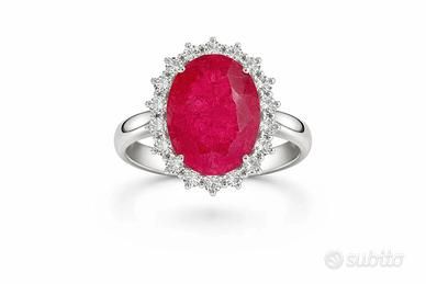 Anello rubino 6,85ct e diamanti