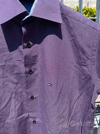 Camicia Tommy -maniche corte- viola a microquadri