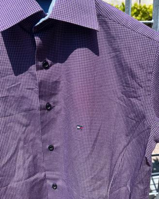 Camicia Tommy -maniche corte- viola a microquadri