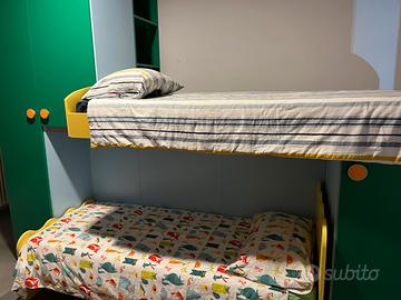 Cameretta a soppalco completa - Verde/Azzurro