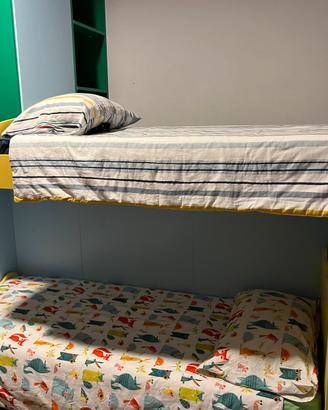 Cameretta a soppalco completa - Verde/Azzurro