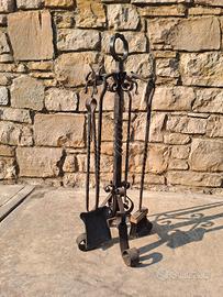 set attizzatoio camino forgiato a mano