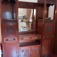 Credenza legno specchio 6 vani 3 cassetti 4 piani