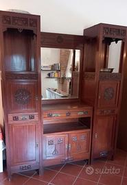 Credenza legno specchio 6 vani 3 cassetti 4 piani