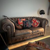Divano Chesterfield Club in vera pelle vintage