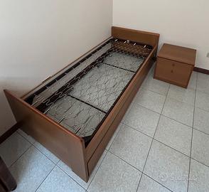 Letto singolo estraibile con comodino