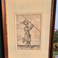 Incisione Antica Con Soldato Del 1600