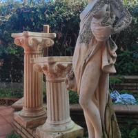 Colonne porta vaso, statua e vaso in gesso
