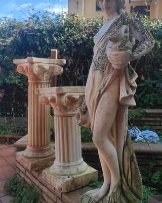 Colonne porta vaso, statua e vaso in gesso