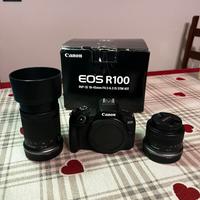 Canon eos r100+obiettivo rf-s 18-45+ rf-s 55-210
