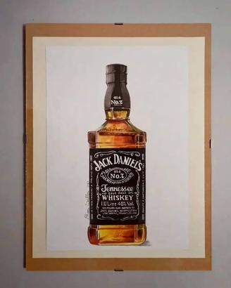 Quadro Jack Daniel's disegnato a matita