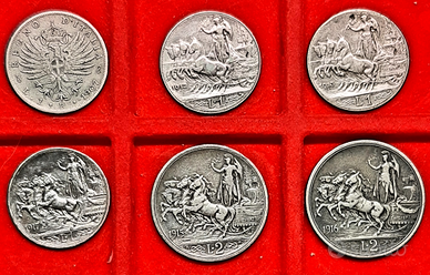 1 - 2 Lire Quadriga e Aquila Sabauda, Regno