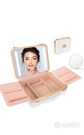 LRUKEY, Beauty da viaggio con specchio e 2 LED.