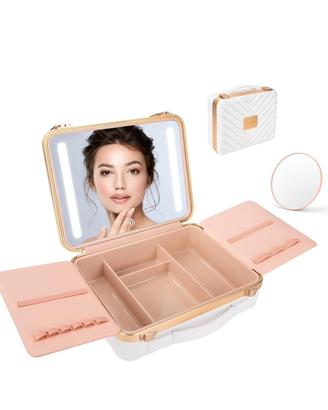 LRUKEY, Beauty da viaggio con specchio e 2 LED.