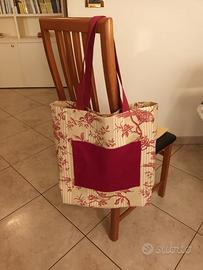 Borsa "Tote Bag" grande, "Hand Made" in cotone.
