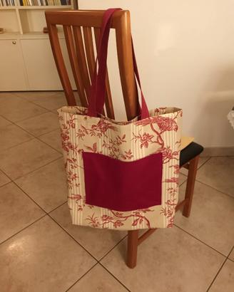 Borsa "Tote Bag" grande, "Hand Made" in cotone.