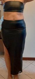 Completo gonna lunga e top - finta pelle M