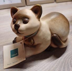 Statuina gatto collarino cuore Thun cm 21 raro fuo