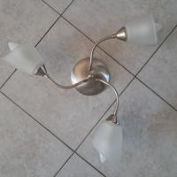 Plafoniera-Lampadario a TRE bracci in metallo sat