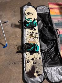 Tavola snowboard head + attacchi rossignol + sacca