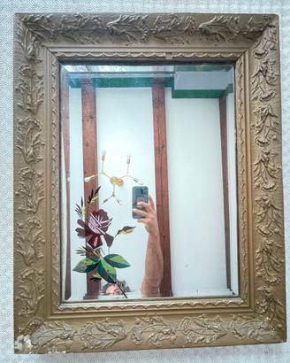 Specchiera lavorata e dipinta, art nouveau