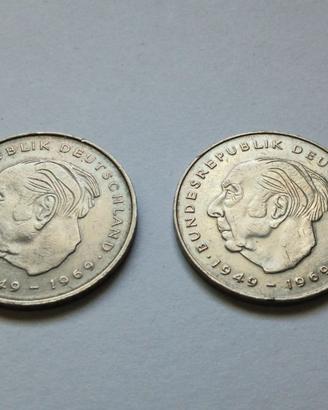2 monete da 2 marchi tedeschi