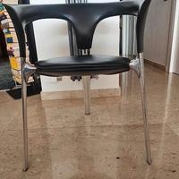 6 sedie con braccioli in pelle blu YCAMI