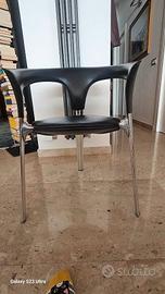 6 sedie con braccioli in pelle blu YCAMI