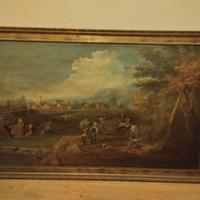 Grande dipinto olio su tela  xix secolo panorama 