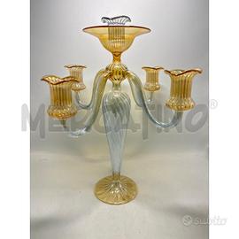 CANDELABRO VETRO SOFFIATO 5L DORATO