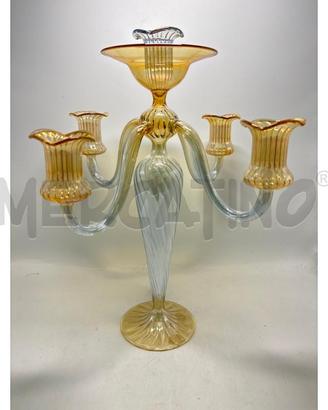 CANDELABRO VETRO SOFFIATO 5L DORATO