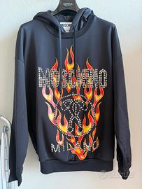 Moschino Couture Mens Black Studded Flame Logo