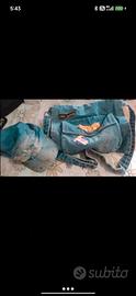 Borsa demin jeans chiaro con cappellino compreso