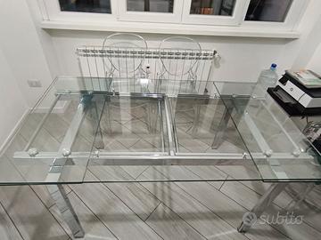 tavolo in vetro temperato allungabile 