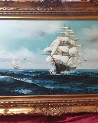 Quadro Olio su Tela "Veliero"