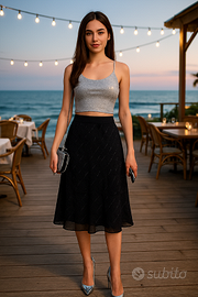 Gonna longuette nera e glitter taglia 42