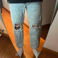Jeans Bershka strappati denim azzurro taglia EU 38