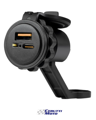 Caricatore presa dual usb - uab-c per moto scooter