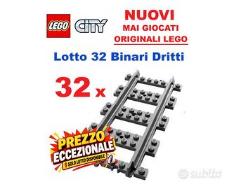 ECCEZIONALE LEGO - 32 Binari Dritti ORIGINALI NUOV