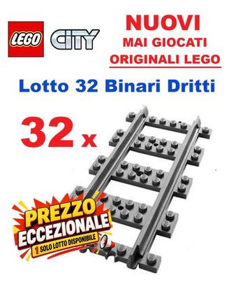 ECCEZIONALE LEGO - 32 Binari Dritti ORIGINALI NUOV