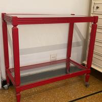 Carrellino di legno e ripiani in vetro